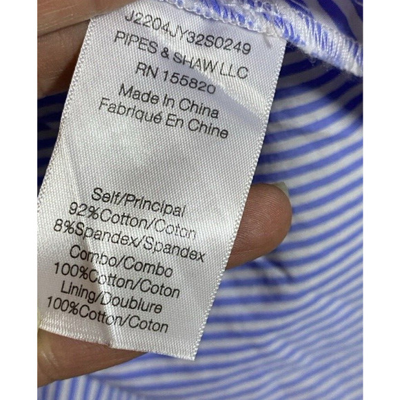 Veronica Beard Dress Large Blue White Ruffle Striped Mini - Picture 6 of 10